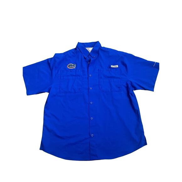 Columbia PFG Florida Gators Omni-Shade Vented Fishing Shirt Blue Men’s Large - Picture 1 of 10